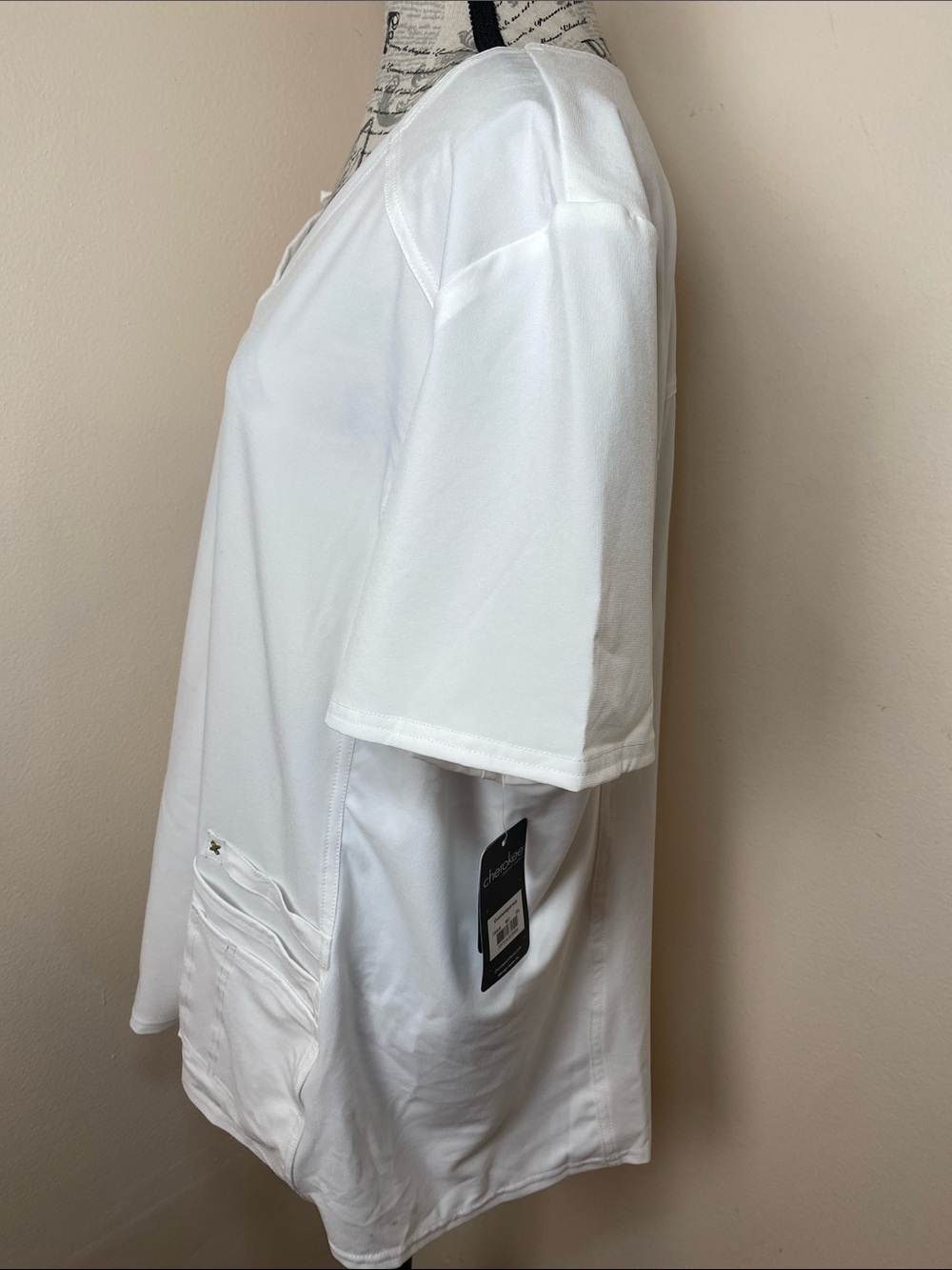 Cherokee iFlex V-Neck White Scrub Top 2XL Stretch Medical Uniform - Picture 4 of 12